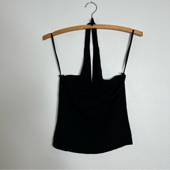 Vintage Ballinger Gold Black Silk Cashmere Blend Ribbed Y2K Halter Top Size L - Picture 7 of 9